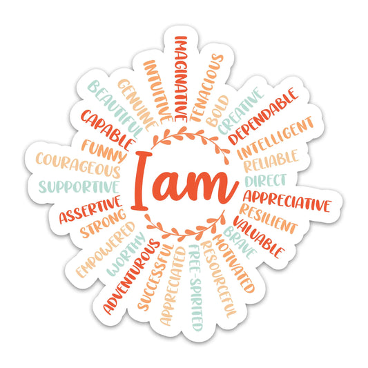 (3PCs) I Am Sun Christian Bible Verse Sun Shape Sticker Religious Motivational Vinyl Decals Affirmation Scripture Faith Mental Health Waterproof Stickers for Water Bottle Laptop Journal (3 Inches)